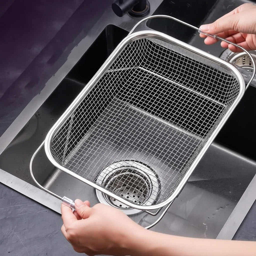 Escorredor Expansível em Aço Inox – Mais Espaço e Praticidade na Sua Cozinha