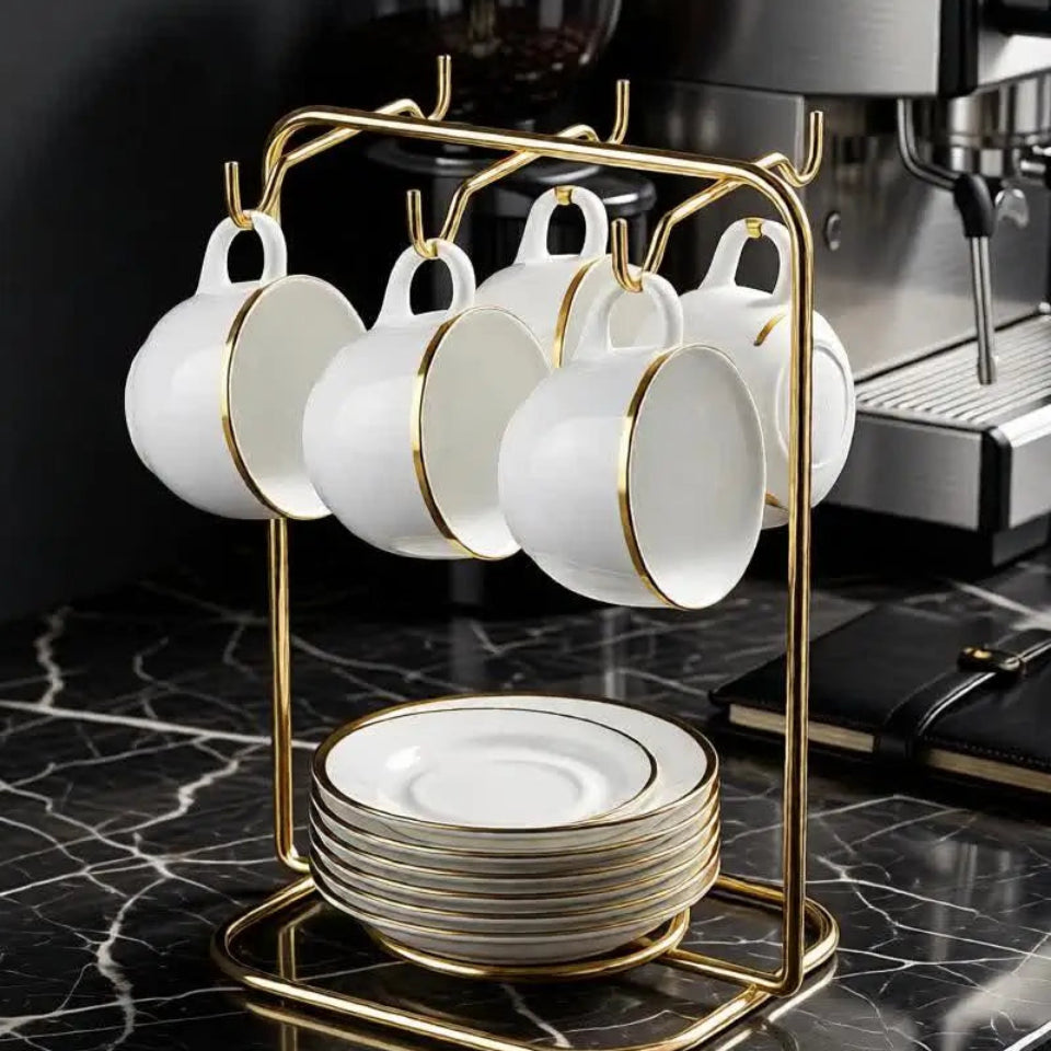 Suporte Organizador Porta Xícaras De Café dourado