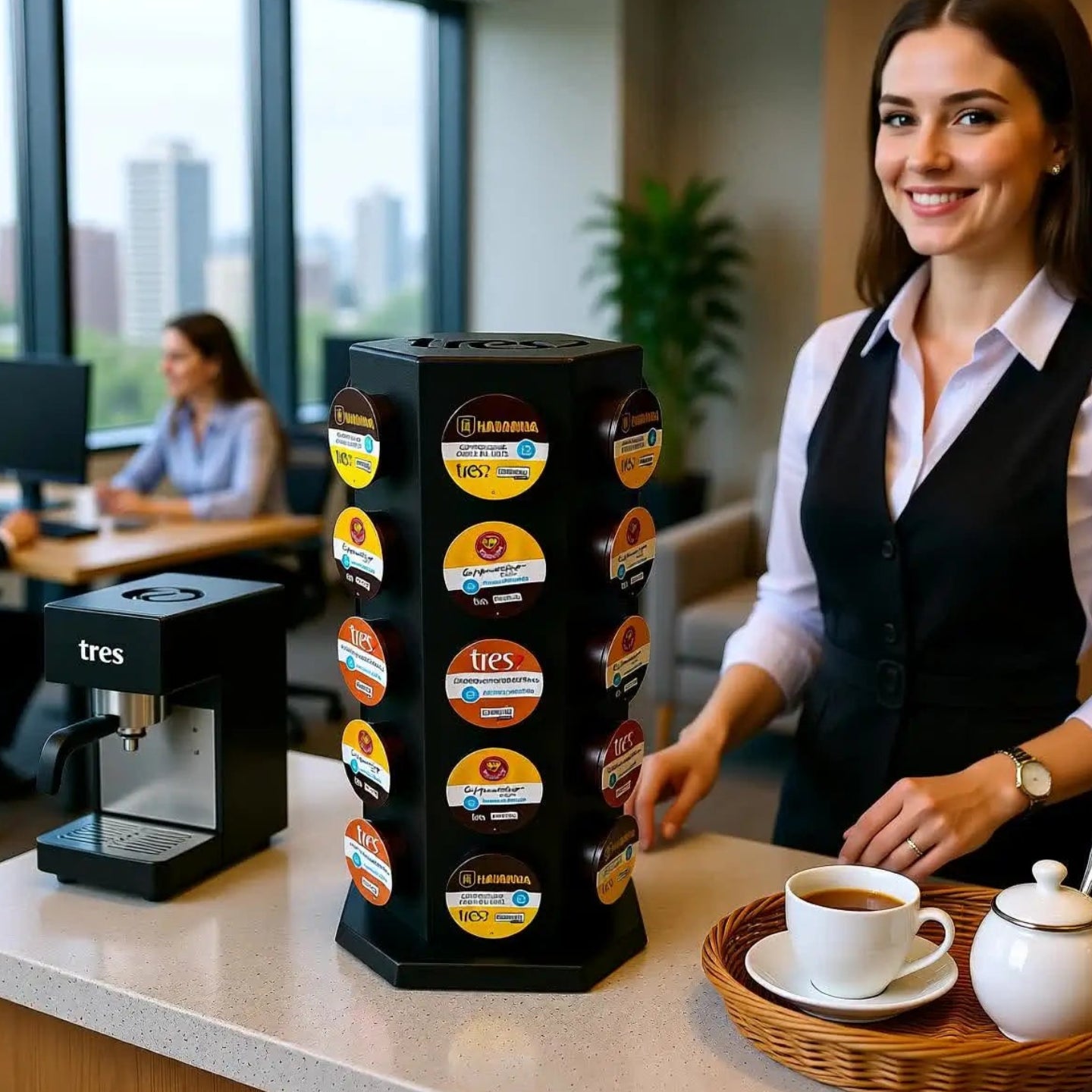 Torre Organizador Giratório p/30 Cápsulas Café Três 3 Corações