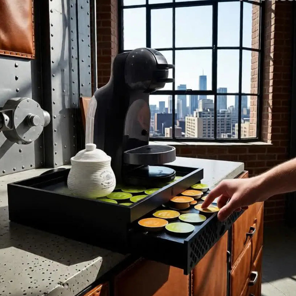 Porta capsulas e maquina gaveta decorativa para cafeteira Dolce Gusto