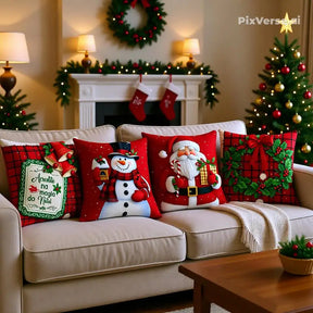 KIT 4 CAPAS DE ALMOFADAS DECORATIVAS NATAL
