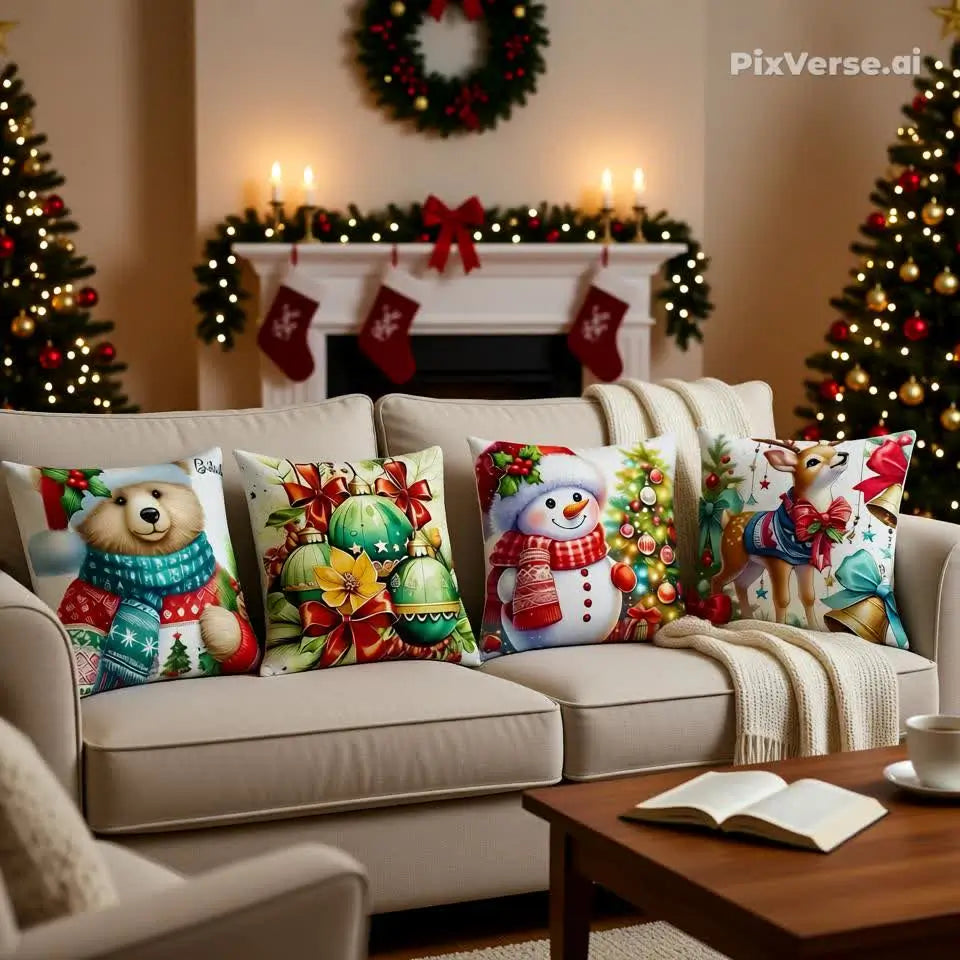 KIT 4 CAPAS DE ALMOFADAS DECORATIVAS NATAL