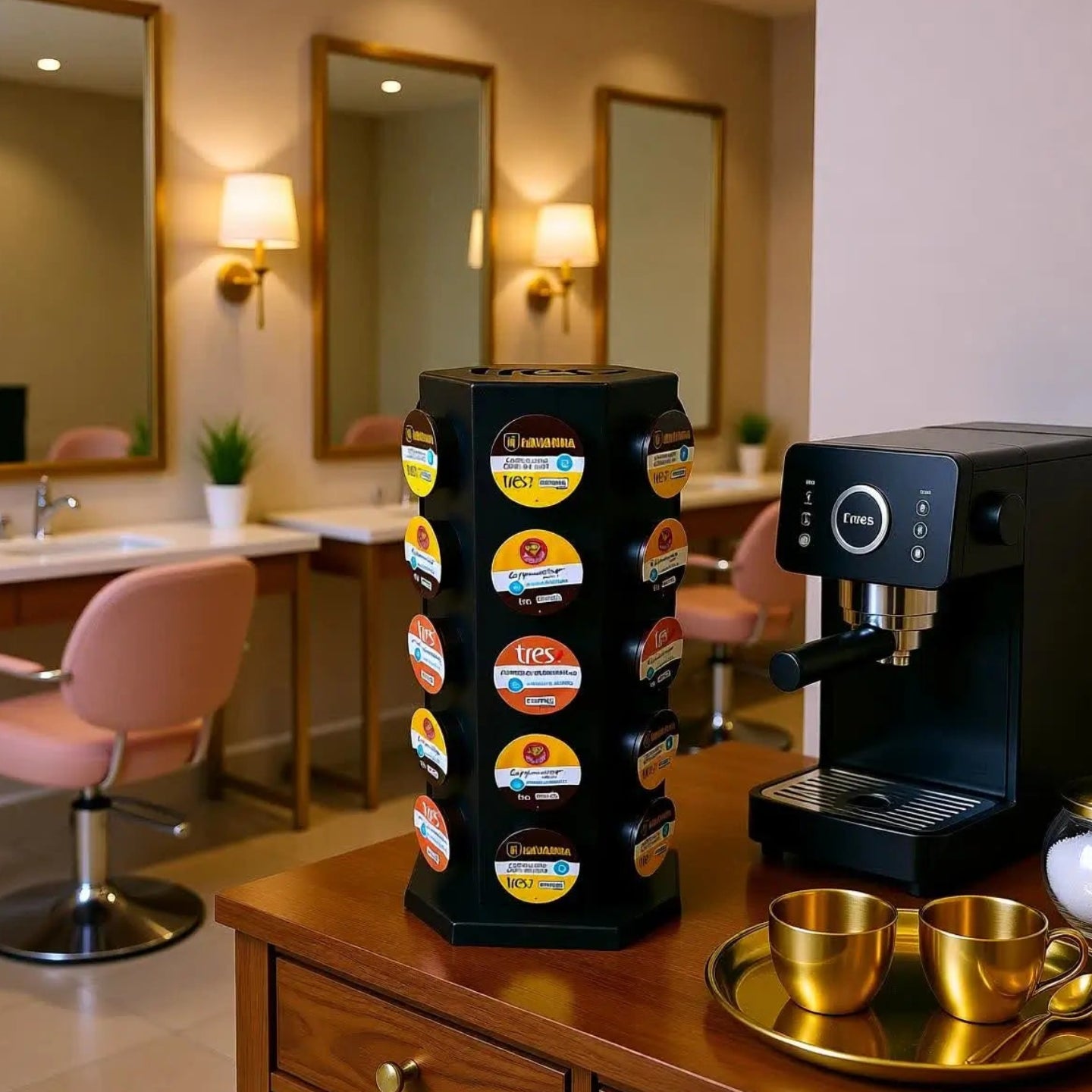 Torre Organizador Giratório p/30 Cápsulas Café Três 3 Corações
