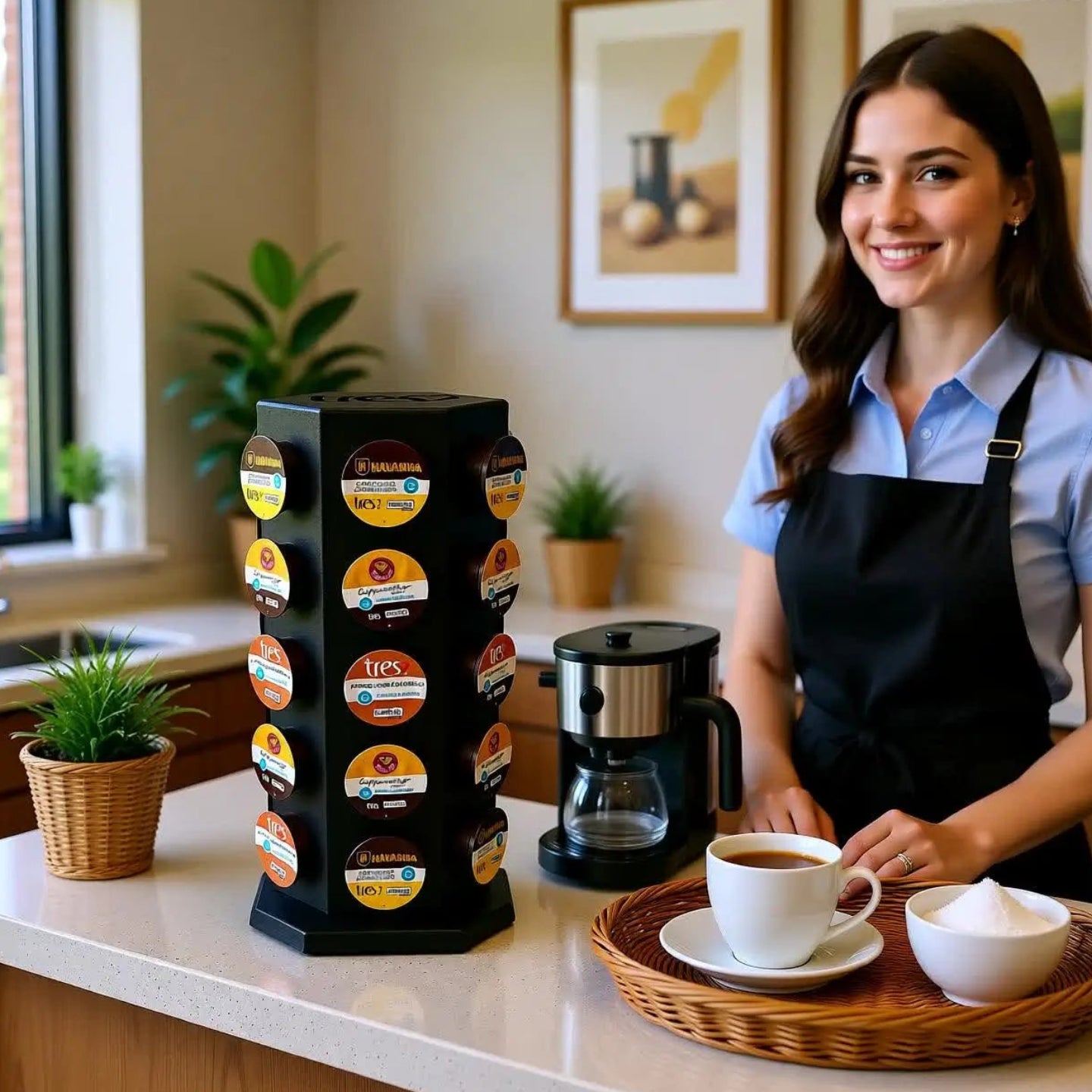 Torre Organizador Giratório p/30 Cápsulas Café Três 3 Corações