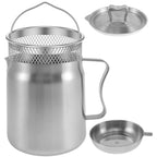 Pote de filtro de óleo de aço inoxidável, pote com filtro de malha fina, cesta de fritar, 2l, armazenamento de óleo, recipiente de graxa, cozinha