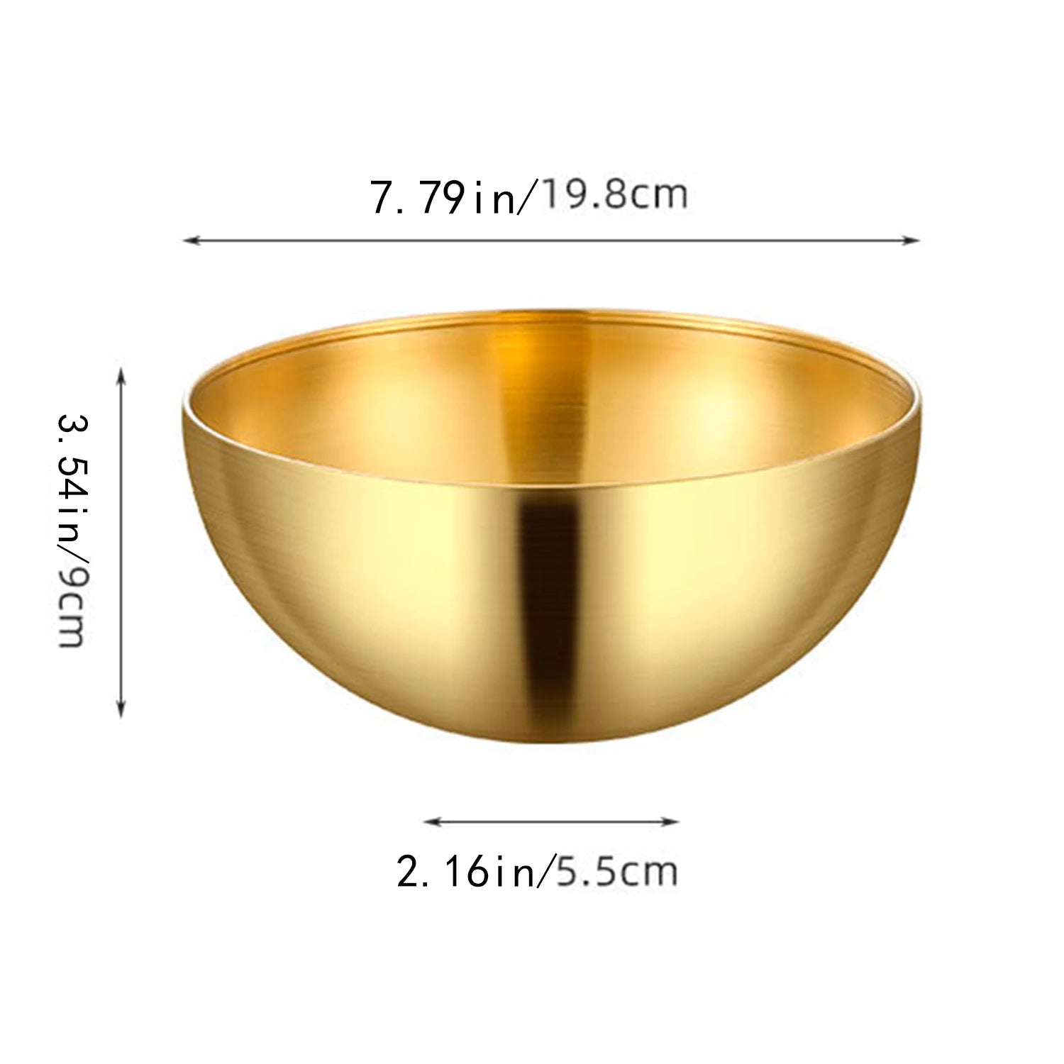 Tigelas de salada de aço inoxidável de grande capacidade, sopa coreana, arroz, macarrão, ramen, recipiente de comida de cozinha, ouro, 20x9cm