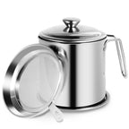 Pote de filtro de óleo de aço inoxidável, pote com filtro de malha fina, cesta de fritar, 2l, armazenamento de óleo, recipiente de graxa, cozinha