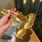 Colheres grandes de aço inoxidável dourado, 2 peças, para panela quente, sopa, mingau-alças longas, louça de cozinha e jantar elegante, colher