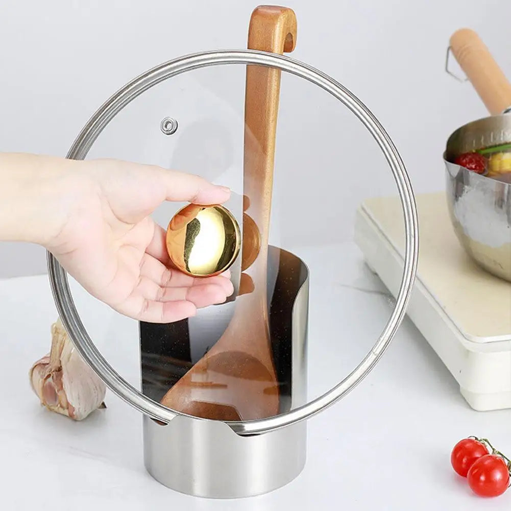 Suporte estável para colher de aço inoxidável, fácil de limpar, resistente ao calor, suporte para colher de sopa, suporte para espátula de aço inoxidável, mesa de jantar