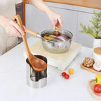 Suporte estável para colher de aço inoxidável, fácil de limpar, resistente ao calor, suporte para colher de sopa, suporte para espátula de aço inoxidável, mesa de jantar