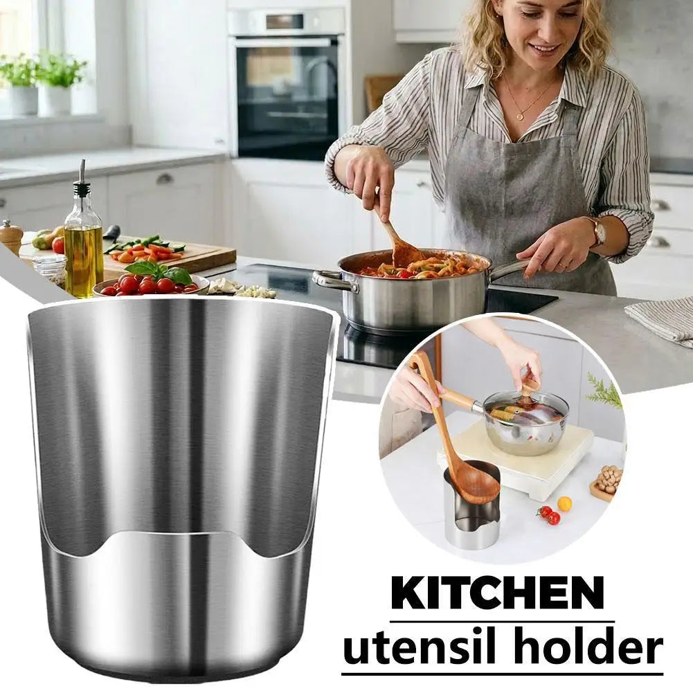 Suporte estável para colher de aço inoxidável, fácil de limpar, resistente ao calor, suporte para colher de sopa, suporte para espátula de aço inoxidável, mesa de jantar