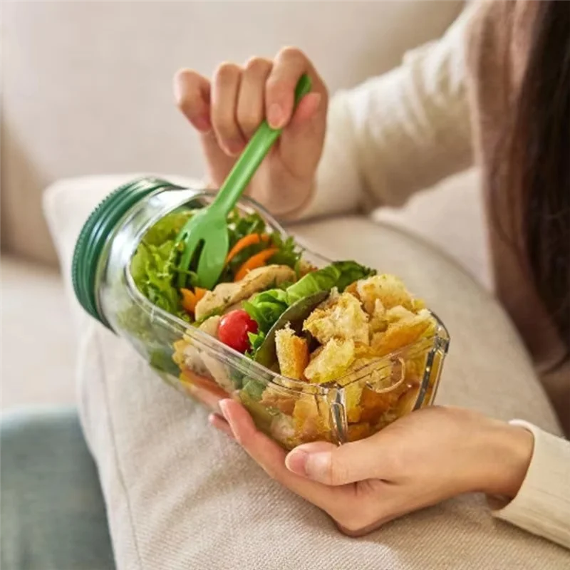 Saladeira Portátil Hérmetica  Multifuncional – Compartimentos para Molho, Vedação Antivazamento, Livre de BPA