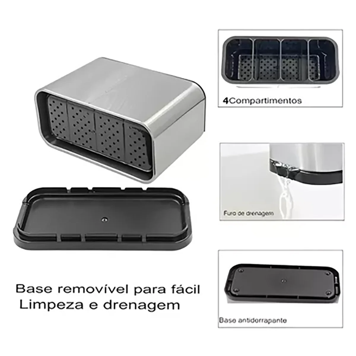 Porta Talheres Escorredor 4 Divisorias