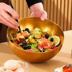 Tigelas de salada de aço inoxidável de grande capacidade, sopa coreana, arroz, macarrão, ramen, recipiente de comida de cozinha, ouro, 20x9cm