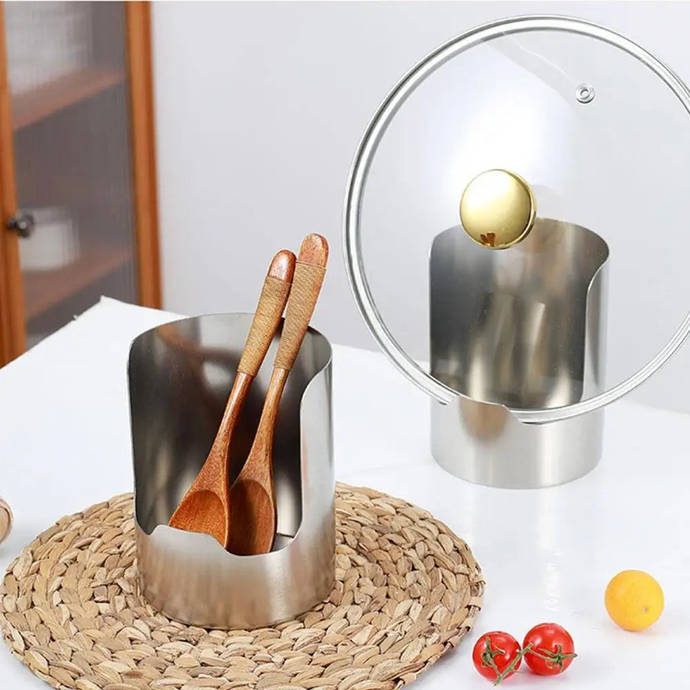 Suporte estável para colher de aço inoxidável, fácil de limpar, resistente ao calor, suporte para colher de sopa, suporte para espátula de aço inoxidável, mesa de jantar