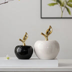 Estatuas  criativas de cerâmica de maçã, artesanato, arte para sala de estar, escultura de maçã branca, acessórios de decoração para casa, presentes de feriado