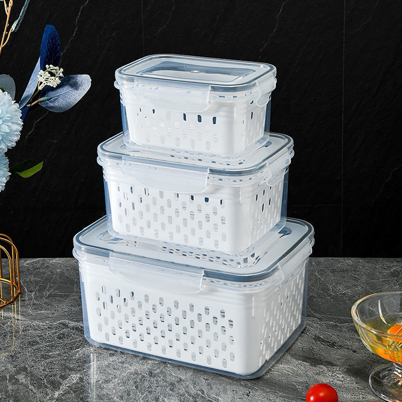 Kit 3 potes Organizadores Geladeira Organizador Alimentos Vegetais Cozinha Moderna LZ 123