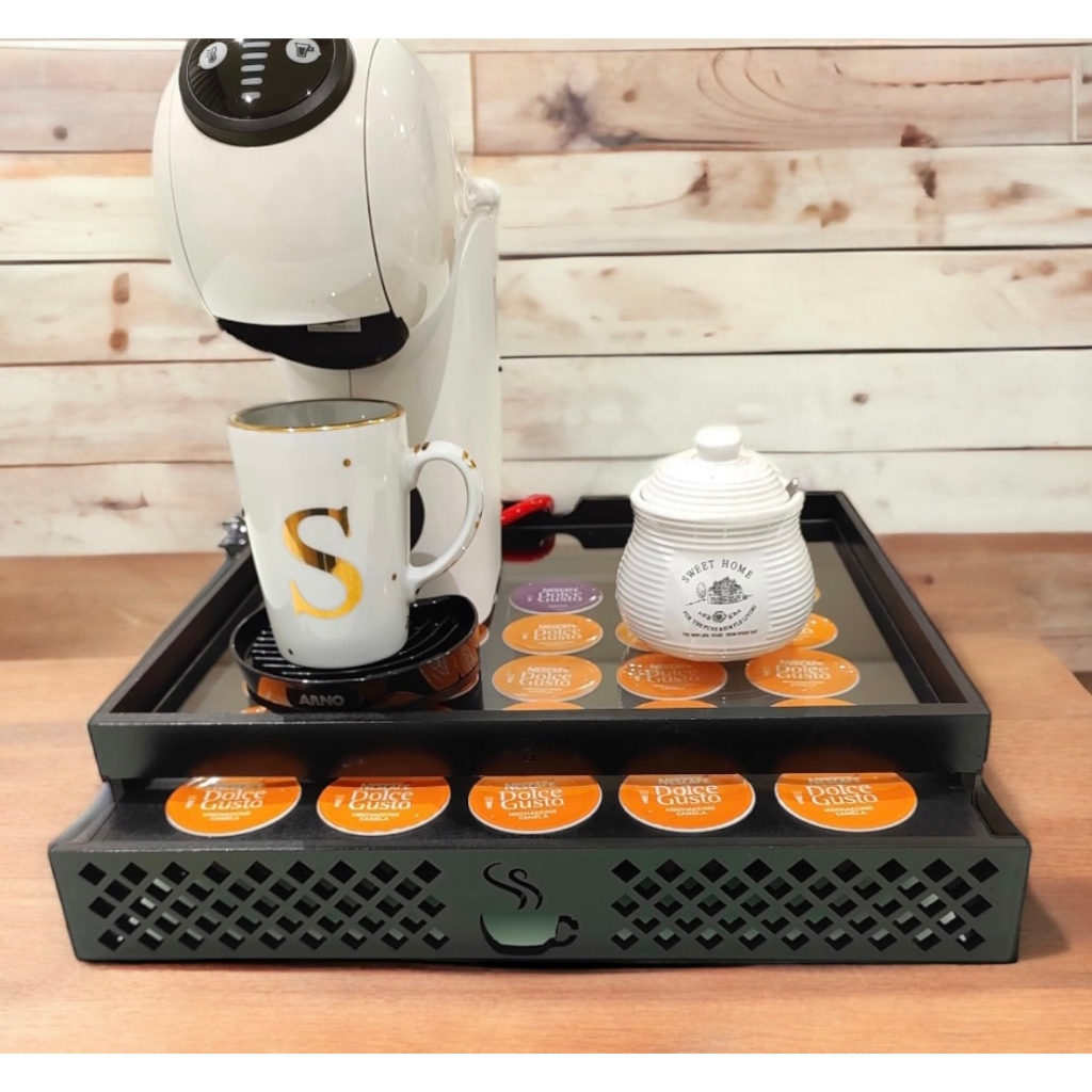 Porta capsulas e maquina gaveta decorativa para cafeteira Dolce Gusto