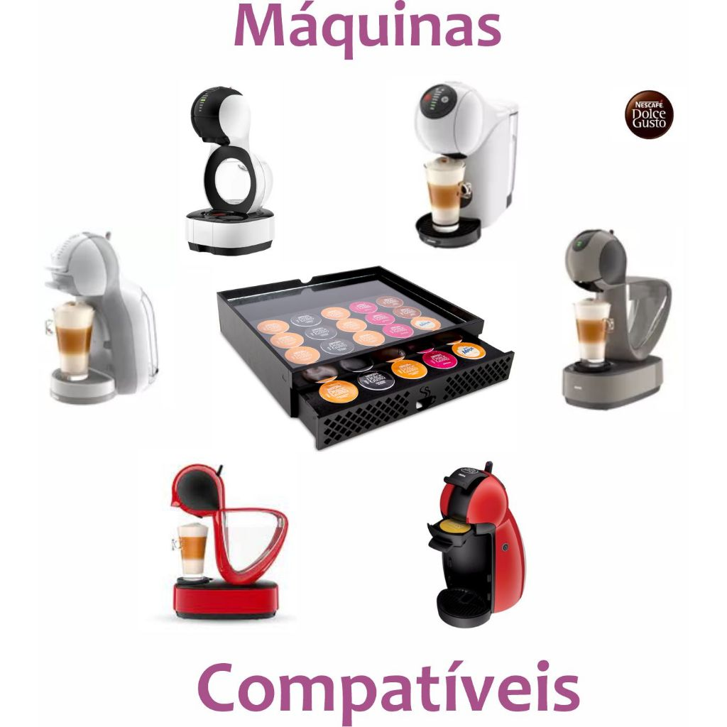 Porta capsulas e maquina gaveta decorativa para cafeteira Dolce Gusto