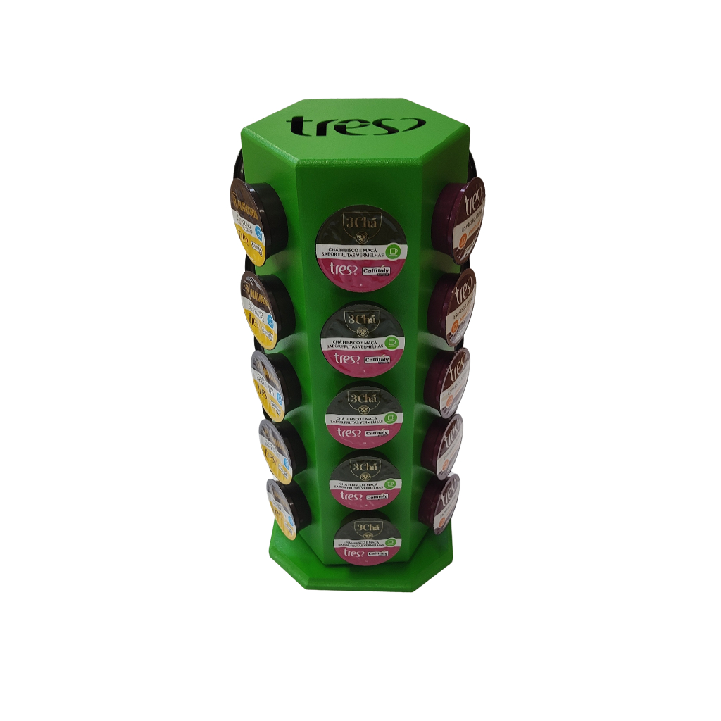 Torre Organizador Giratório p/30 Cápsulas Café Três 3 Corações