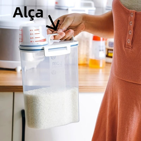 Pote Hermético 2L Com Medidor Organizador De Alimentos Mantimentos Arroz