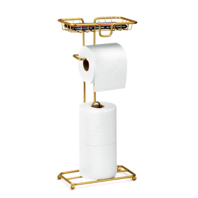 Kit Lavabo Lixeira + Porta Papel Higiênico Celular Dourado Luxo Arthi