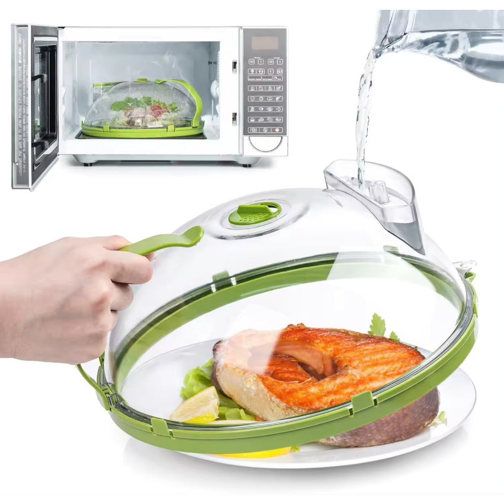 Tampa Protetora para Alimentos com Injetor de Água para Micro-ondas Livre de BPA