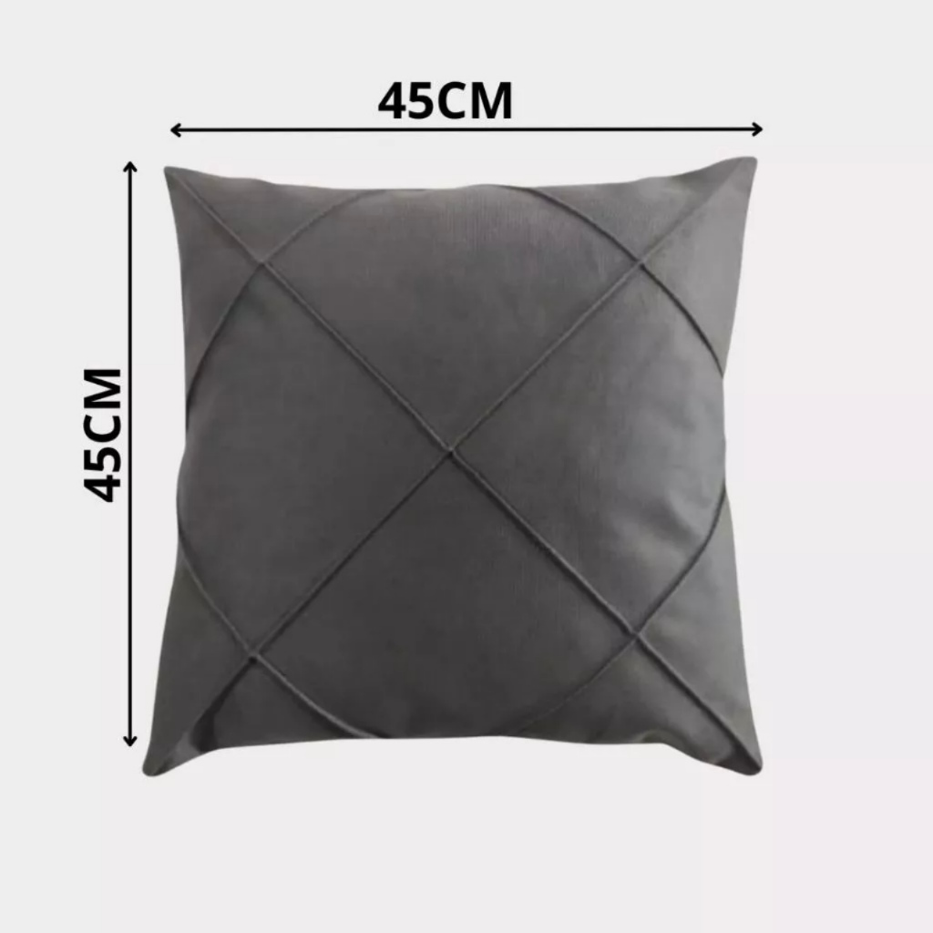 Kit 04 Almofadas Cheias em Suede Drapeada 45x45cm Decorativas Sala Quarto Sofá