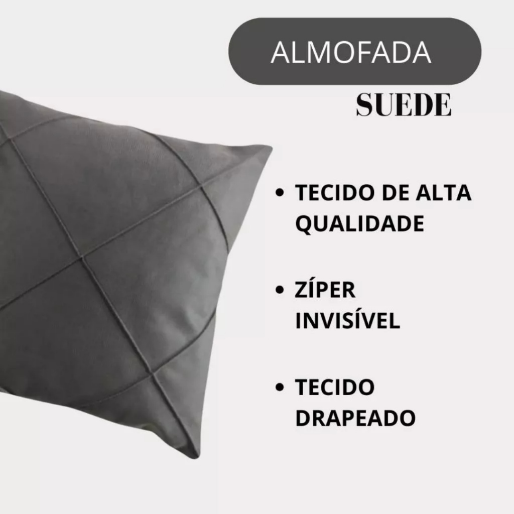Kit 04 Almofadas Cheias em Suede Drapeada 45x45cm Decorativas Sala Quarto Sofá