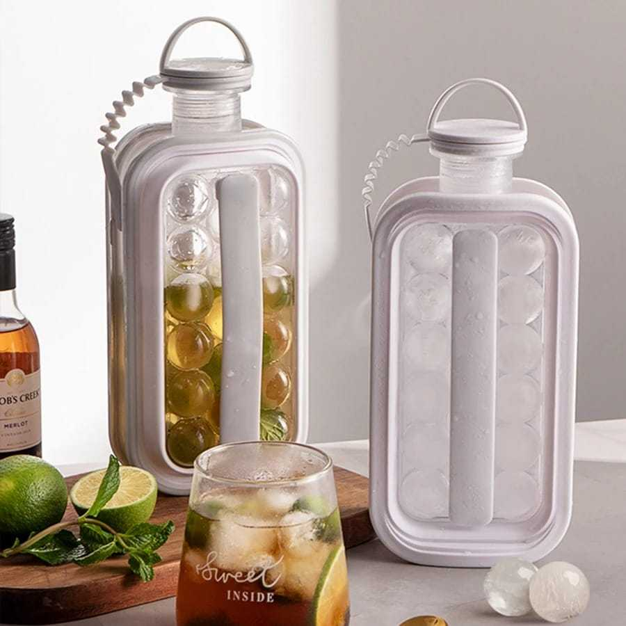Forma De Gelo Garrafa Água Molde Cubos Silicone Portátil