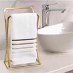 Kit Lavabo Toalheiro Porta Toalha de Rosto + Porta Papel Higiênico Celular Dourado Banheiro Arthi