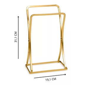 Kit Lavabo Toalheiro Porta Toalha de Rosto + Porta Papel Higiênico Celular Dourado Banheiro Arthi