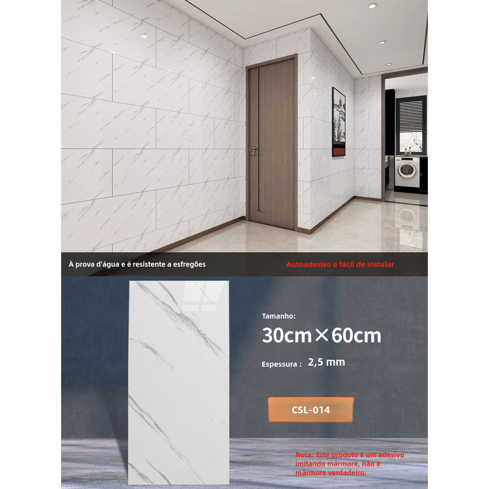 Kit 5-20 Adesivo Mármore 60x30 Lavável [Parede][Proteção Extra]