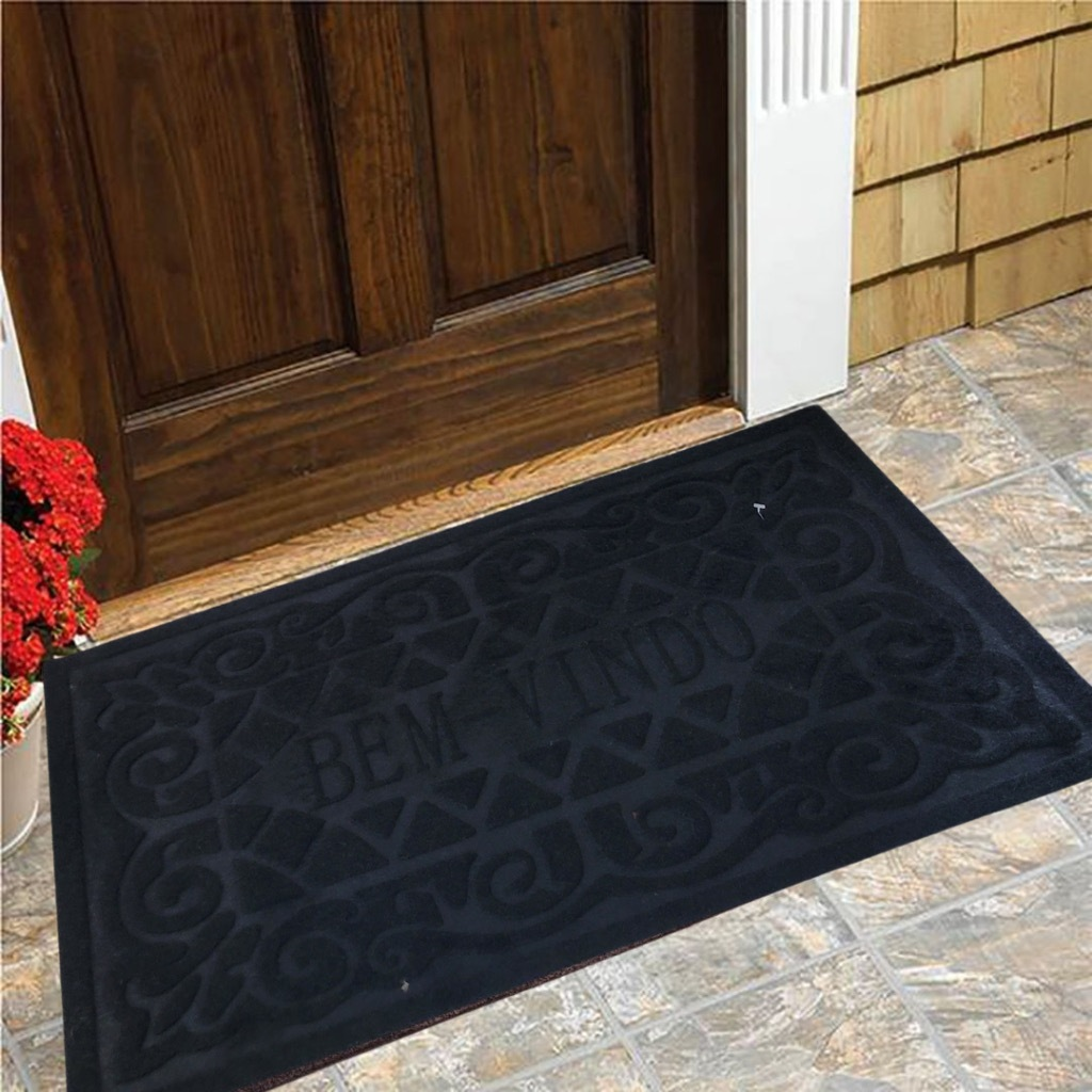 Kit 2 un Tapete Bem Vindo Capacho Para Porta Entrada Emborrachado Vinil Emborrachado Antiderrapante