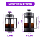 Cafeteira Prensa Francesa 600ml Café Cremeira 350ml Café Expresso Leite Cremoso