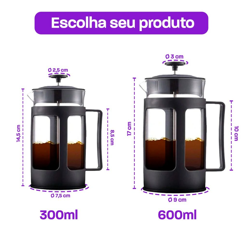 Cafeteira Prensa Francesa 600ml Café Cremeira 350ml Café Expresso Leite Cremoso
