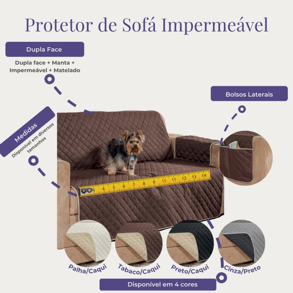 Protetor De Sofá Padrão   Impermeável Dupla Face 