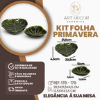 Kit Travessa Folha Primavera Cerâmica Louças Petisqueira Rústico Decoração Mesa Posta Restaurante Buffet