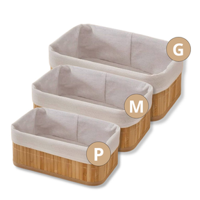 Cesto Roupa Bambu Retangular Com Tampa Alças Banheiro Bege