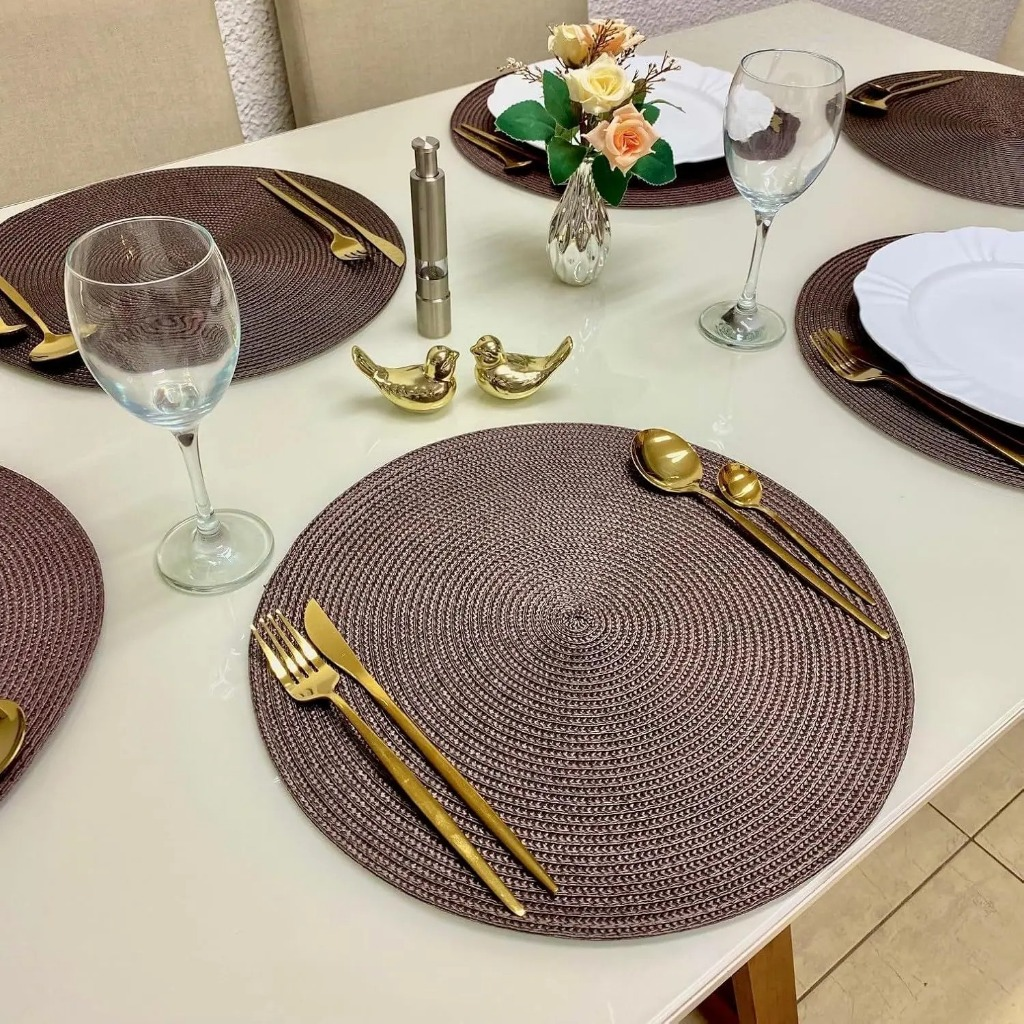 Kit 4 ou 6 Jogo Americano Souplast Redondo Jantar Mesa Posta Cozinha 38cm