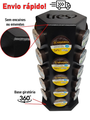 Torre Organizador Giratório p/30 Cápsulas Café Três 3 Corações