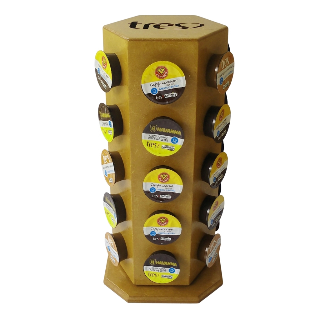 Torre Organizador Giratório p/30 Cápsulas Café Três 3 Corações