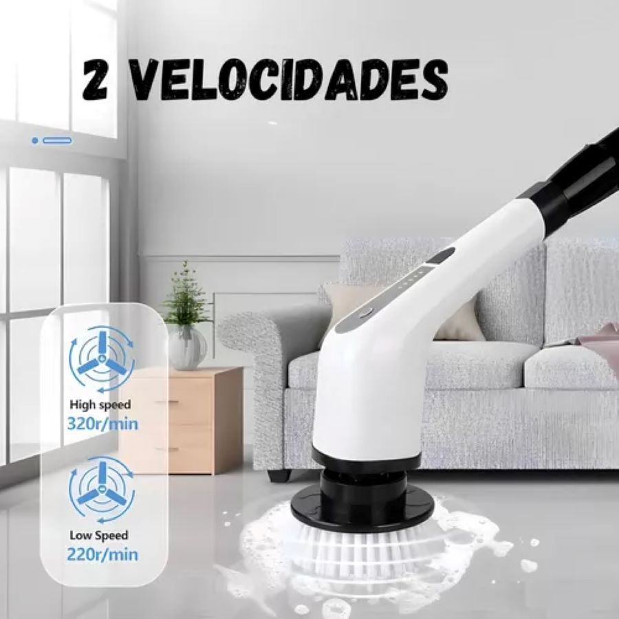 Escova Esfregão De Limpeza 9 Em 1 Mop Elétrico Multiuso Recarregável Sem Fio Giratório 360 Com Cabo Alongador