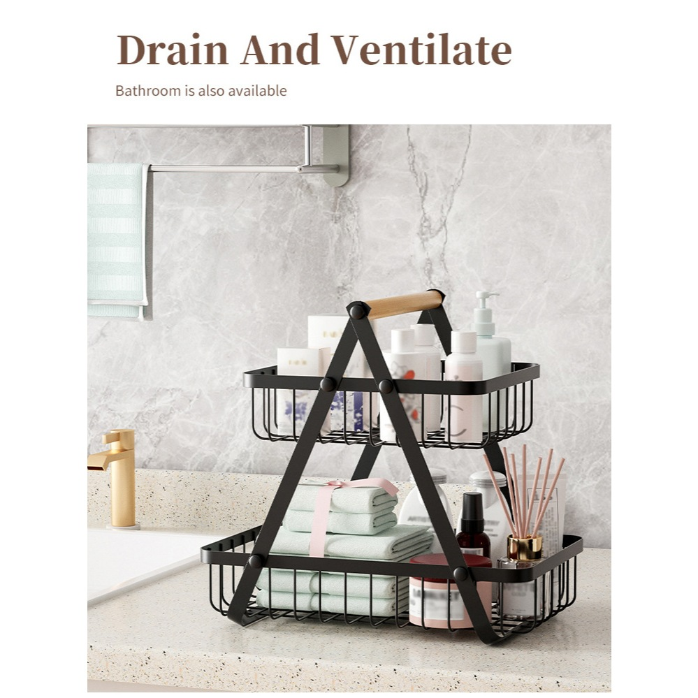 Fruteira De Mesa Organizador De Frutas Cesto Metal Aramado Multiuso Frutas Legumes Luxo Premium 2 - 3 Andares