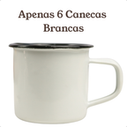 Chaleira Bule Esmaltado 1L Bico de Ganso e 6 Canecas 90ml Rústicas Conjunto ou Unitário
