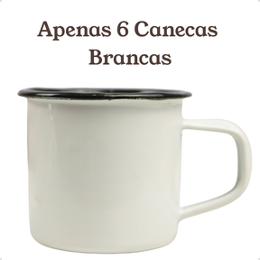 Chaleira Bule Esmaltado 1L Bico de Ganso e 6 Canecas 90ml Rústicas Conjunto ou Unitário