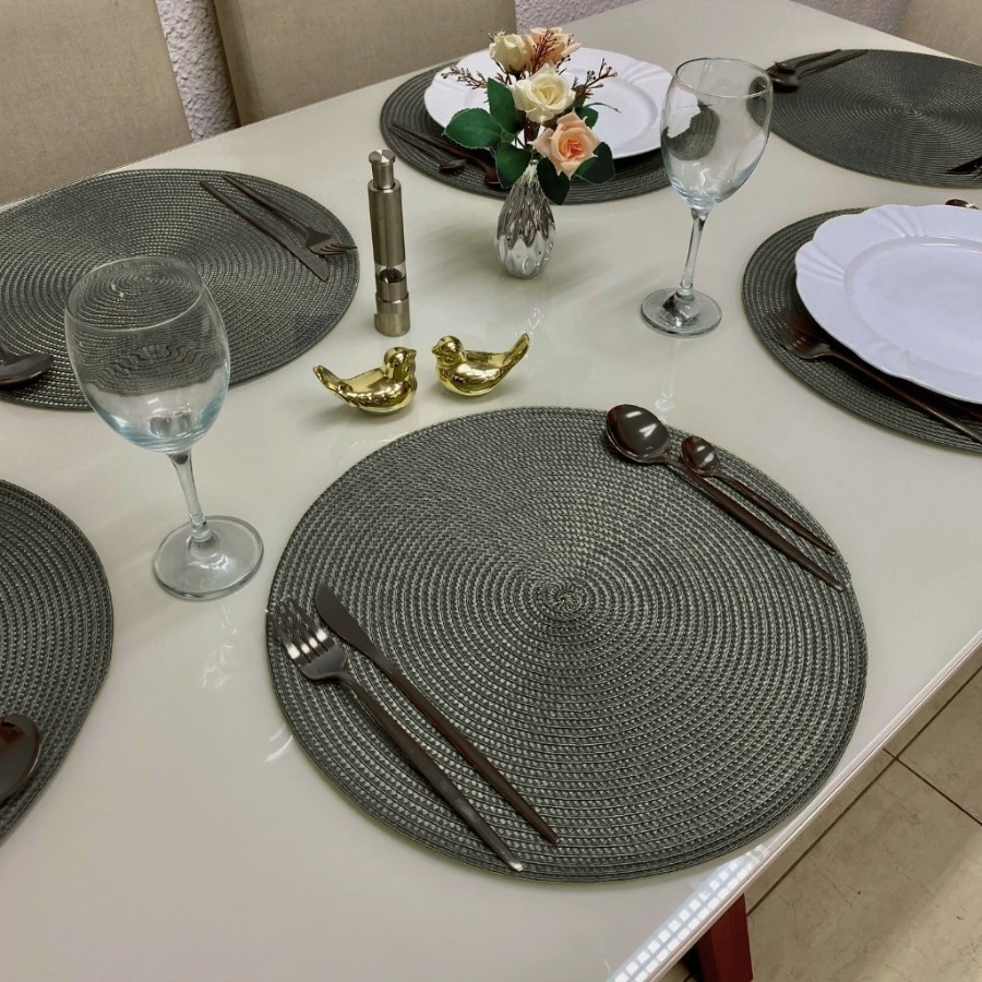 Kit 4 ou 6 Jogo Americano Souplast Redondo Jantar Mesa Posta Cozinha 38cm