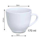 Conjunto 6 Xícaras Porcelana Branca 170 ml Pires Madeira Café Chá Mesa Café Manhã Mesa Posta Completa Aconchegante