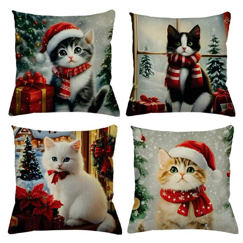 KIT 4 CAPAS DE ALMOFADAS DECORATIVAS NATAL