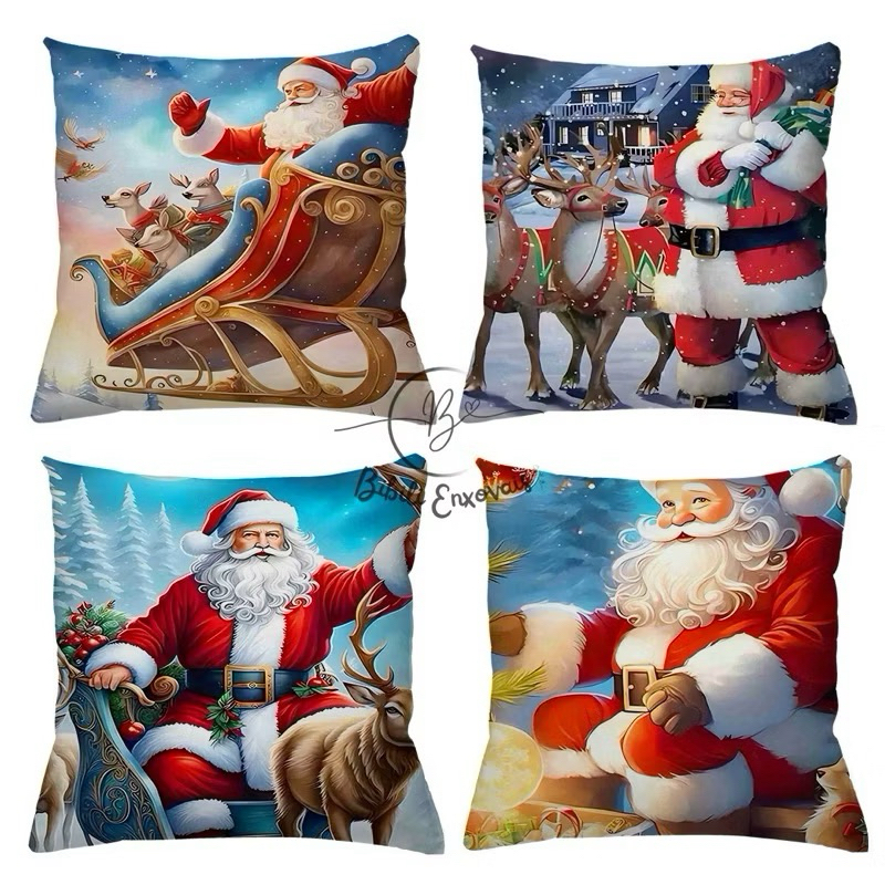 KIT 4 CAPAS DE ALMOFADAS DECORATIVAS NATAL